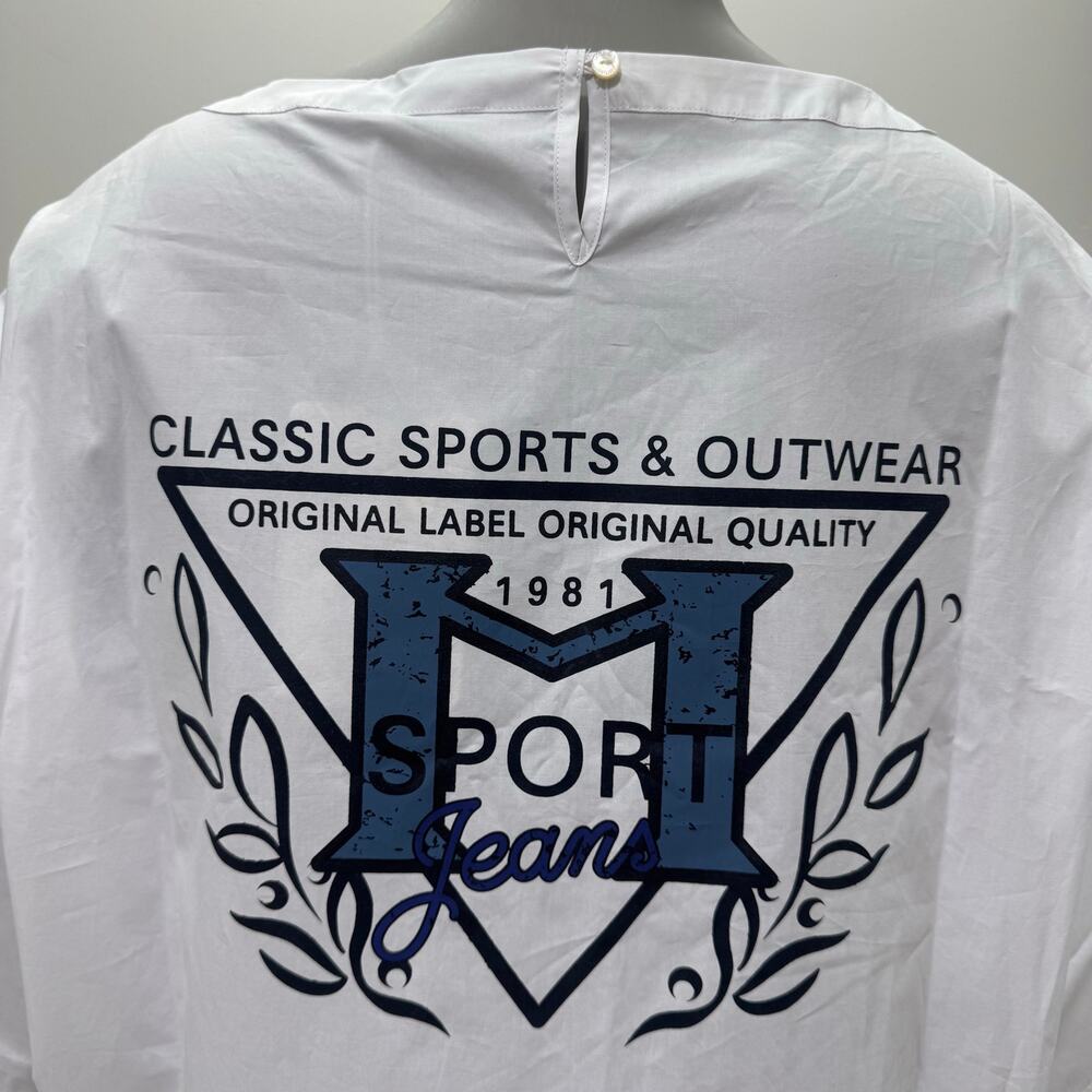 NWT Marina Rinaldi Hi Low White Cotton T-Shirt US 20 Minimalist Sporty Old Money - Picture 4 of 10